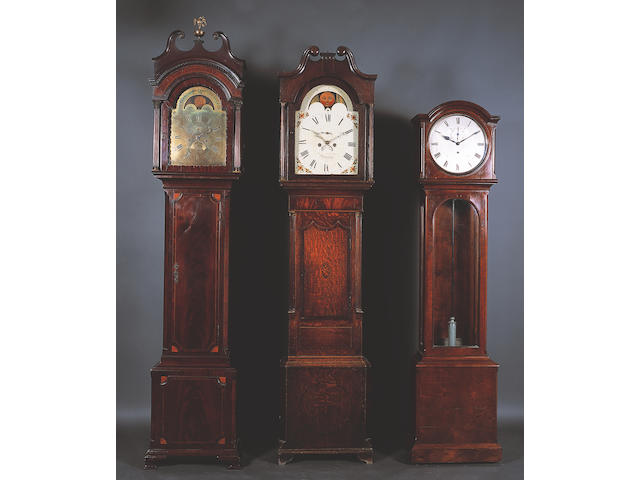 A late 18th Century Bristol figured mahogany, kingwood crossbanded, fan spandrel and line inlaid longcase clock,