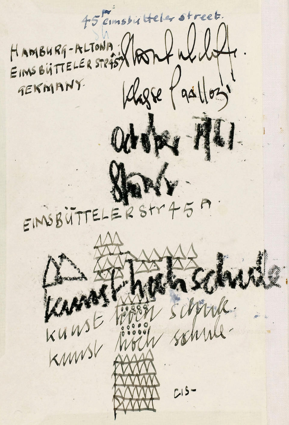 Stuart Sutcliffe's sketch book Hochschule fur Bildende Kunstler, Hamburg, dated October 1961 Eduardo Paolozzi described Stuart in John Willett's 1967 book 'Art In The City' - "He was a very perceptive and sensitive person and restless. There is that sort of marvellously desperate thing about the whole Liverpool business now. I always felt there was a desperate thing about Stuart in his life...I was afraid of it. He had so much energy and was so inventive. The feeling of potential splashed out from him. He had the rich kind of sensibility and arrogance to succeed"