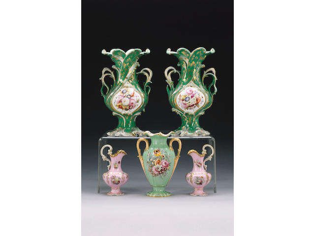 A pair of English porcelain vases, circa 1835,