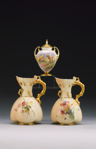 A Royal Worcester vase and cover by Edward Townsend, circa 1970,