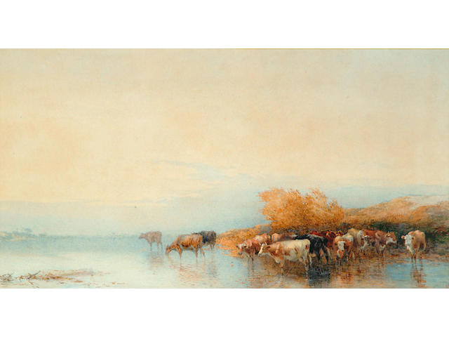 Thomas Francis Wainewright (19th Century) 'Cows in a stream'