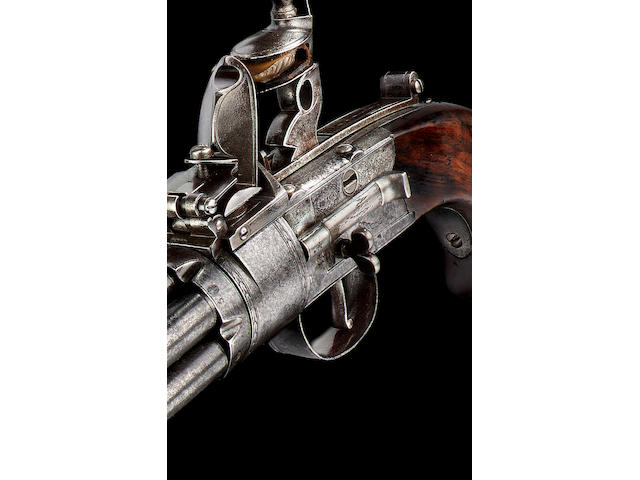 A Very Rare 80-Bore Seven-Barrel Flintlock Box-Lock Pepperbox Revolver By John Twigg, London, Circa 1785