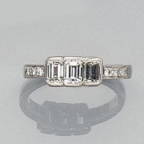 A diamond three-stone ring