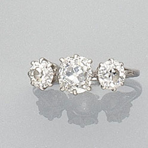 A diamond three-stone ring