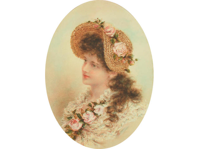 William Joseph Carroll (British, circa 1900) Portraits of beautiful young Ladies, 35 x 25.5 cm, (2).