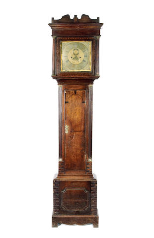 A late 18th century oak and mahogany crossbanded longcase clock G. Carruthers, Walsall