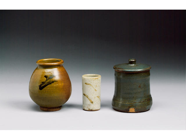 Bernard Leach, attr. An early ash-glazed pot, 1930's,