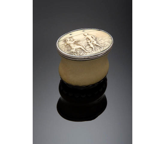 An silver mounted ivory Snuff Mull,