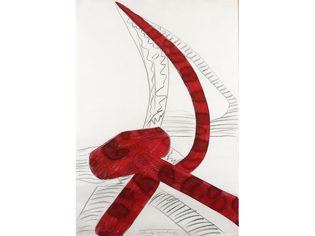 Andy Warhol  (1928-1987) Hammer and Sickle graphite and watercolour on paper 103 x 71 cm. (40 1/2 x 28 in.)
