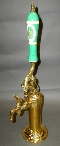An elaborate polished brass Victorian beer pump,