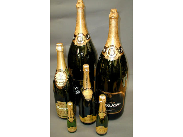 A group of champagne display bottles,