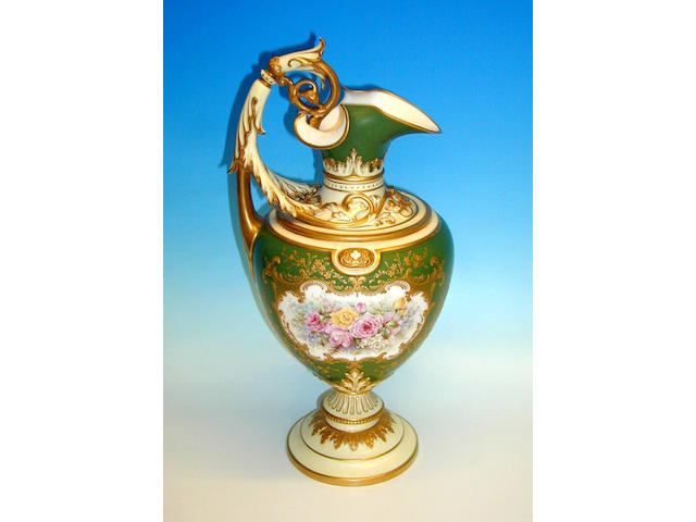 A large and impressive Royal Worcester ewer by Harry Chair,