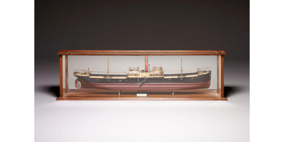 A Good Mirror Backed Builder's Half Model of the SS MONITORIA 1909 217 x 28 x 58cm (85.5 x 11 x 23in)