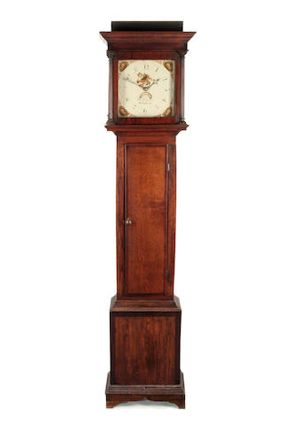A late 18th century oak and mahogany crossbanded longcase clock Black.ore Junr. Sidmouth