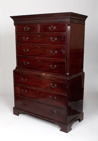 A George III mahogany chest on chest,