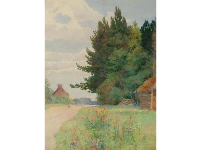 Arthur Rackham (British, 1867-1939) A rural lane 24.5 x 18 cm.