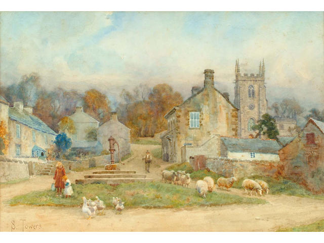 Samuel Towers (British, 1862-1943) The Village Well 27.5 x 40 cm.