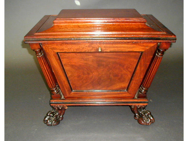 SACOPHAGUS SHAPED MAHOGANY WINE COOLER C.1815 CLAW FEET & BRASS CASTORS REPAIRED BY COLIN HOLCOMBE O