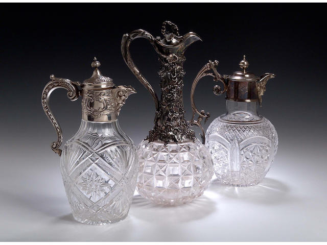 A silver mounted Claret Jug, maker's mark EF and HT, London, 1890,