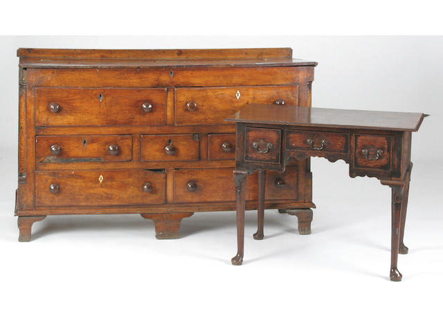 A late 18th Century fruitwood mule chest, North West England,