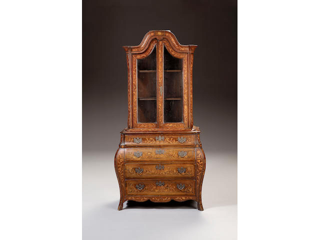 A dutch marquetry display cabinet