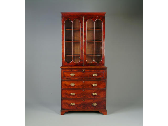 An early Victorian mahogany secretaire bookcase