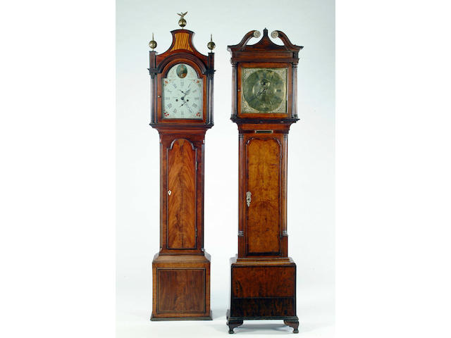 A late George III crossbanded mahogany and satinwood inlaid longcase clock