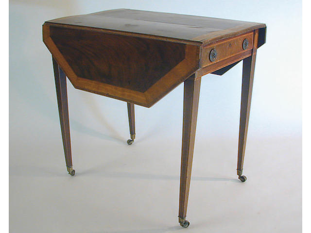 A late George 111 mahogany & satinwood Pembroke table