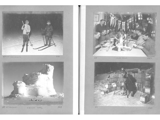 ANTARCTIC, BRITISH ANTARCTIC EXPEDITION, 1910-13 PONTING (HERBERT GEORGE) An album containing 108 silver gelatin contact prints by Ponting, together with photographic prints of 5 maps illustrative of the expedition and a further print to represent the stamps and franks used by the expedition