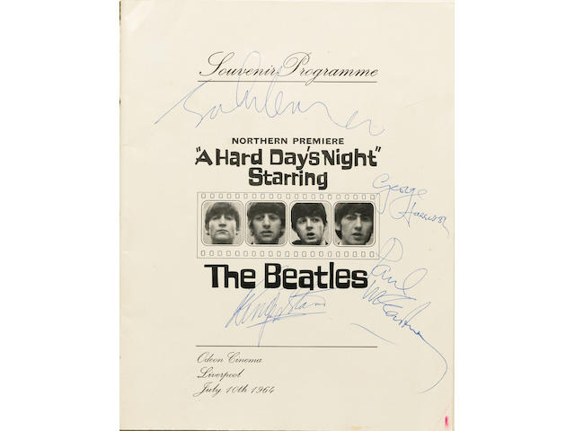 'A Hard Day's Night' Souvenir Programme autographed by The Beatles Odeon Cinema, Liverpool, July 10th 1964