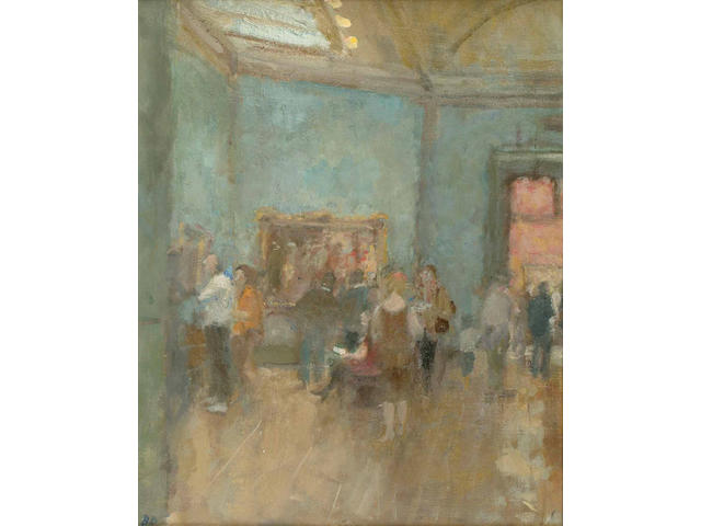Bernard Dunstan (British, b.1920) At the National Gallery, 31 x 25.2cm.