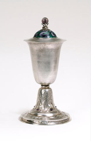 Charles Robert Ashbee for the Guild of Handicraft, 1901 An Important Silver, Enamel and Amethyst Cup and Cover
