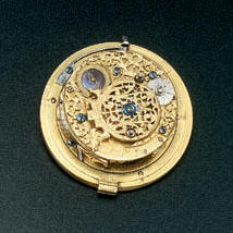 A late 17th century verge clockwatch movement in a later silver custom made case Jos Windmills, punch numbered on the pillar plate 0110 and further scratch numbered 11