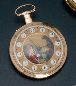 An early/mid 19th century 18ct gold and enamel decorated quarter repeating watch Brandt, Jeanrenaud et Robert