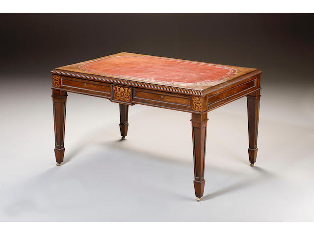 A William IV rosewood and marquetry writing table