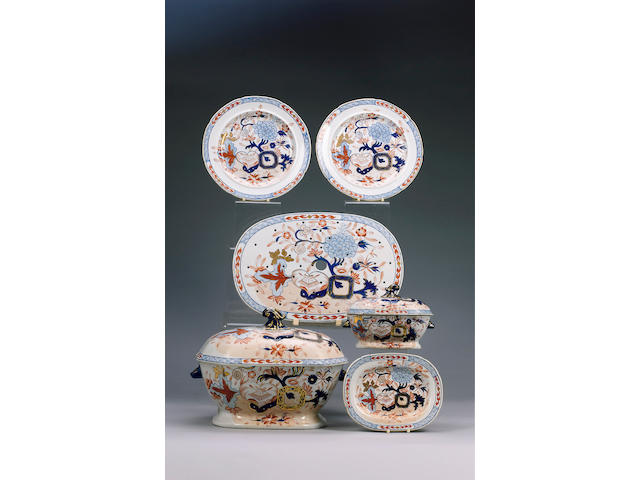 A Mason's ironstone 'Japan' pattern part dinner service, circa 1815-20,