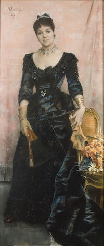 Alfred Stevens (Belgian 1823-1906) Portrait of La Baronne du Mesnil de Saint-Front(formerly Mme. Feu Prosper Crabbe)