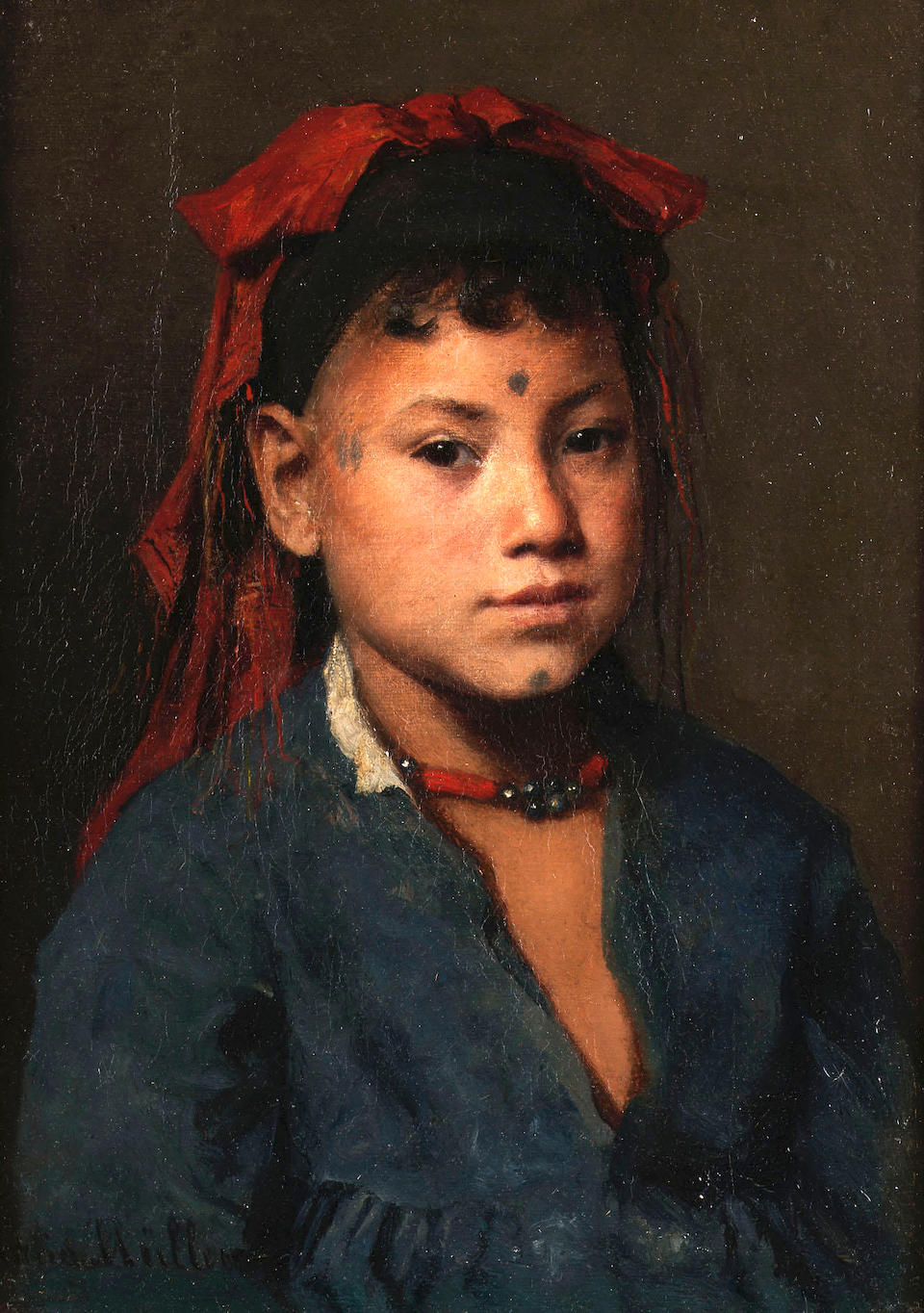 Maria Muller (Austrian, 1847-1902) Portrait of a tattooed lady
