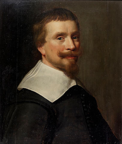 Jacob Willems Delff (Delft 1619-1661) Portrait of a gentleman, traditionally identified as the artist, bust-length, in black costume with a lawn collar 57 x 48 cm. (22&#189; x 18 7/8 in.)