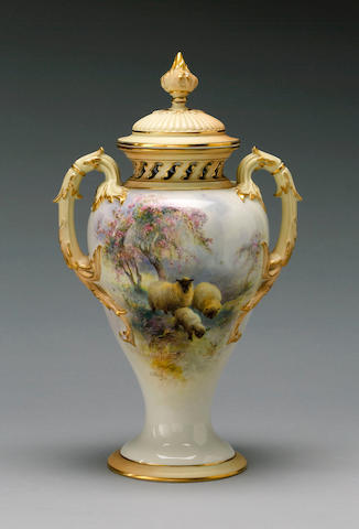 A Royal Worcester vase and cover by Harry Davis dated for 1910