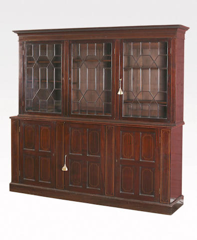 An Edwardian mahogany and boxwood line inlaid bookcase,