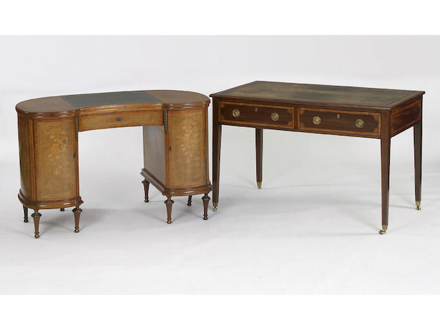 A late 19th Century marquetry gilt-metal mounted  kidney-shaped lady's writing desk,