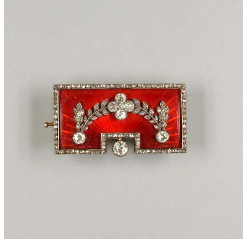 An enamel and diamond brooch by Faberg&#233;