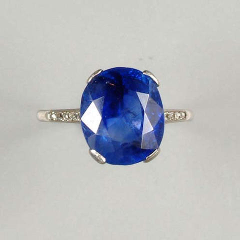 A sapphire single-stone ring