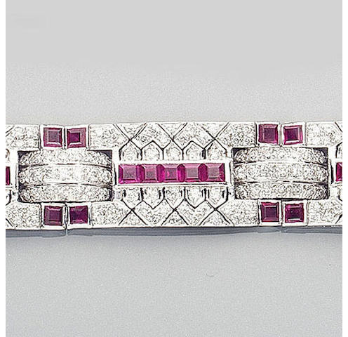 A diamond and ruby bracelet
