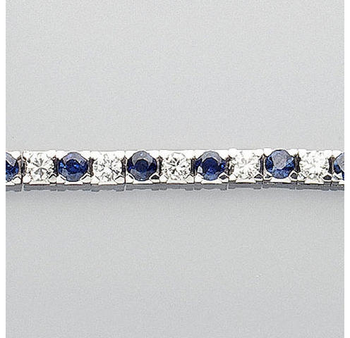 A diamond and sapphire line bracelet