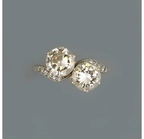 A diamond two-stone ring