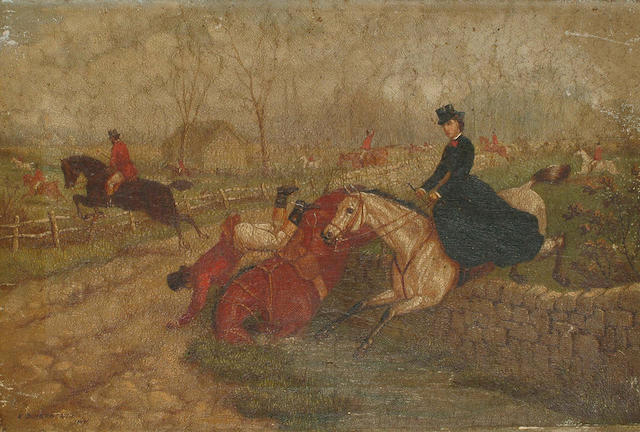 Edward Benjamin Herberte (British, 1857-1893) Before the off; Into the ditch! 30.7 x 45.9cm.
