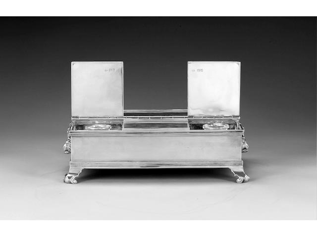 A silver two-handled "Treasury" inkstand, by Carrington & Co., London 1911,