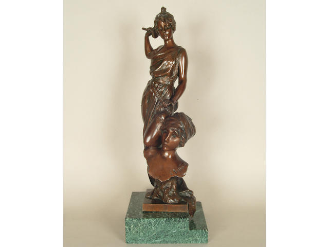 E.Villanis: A bronze figure of a sculptress